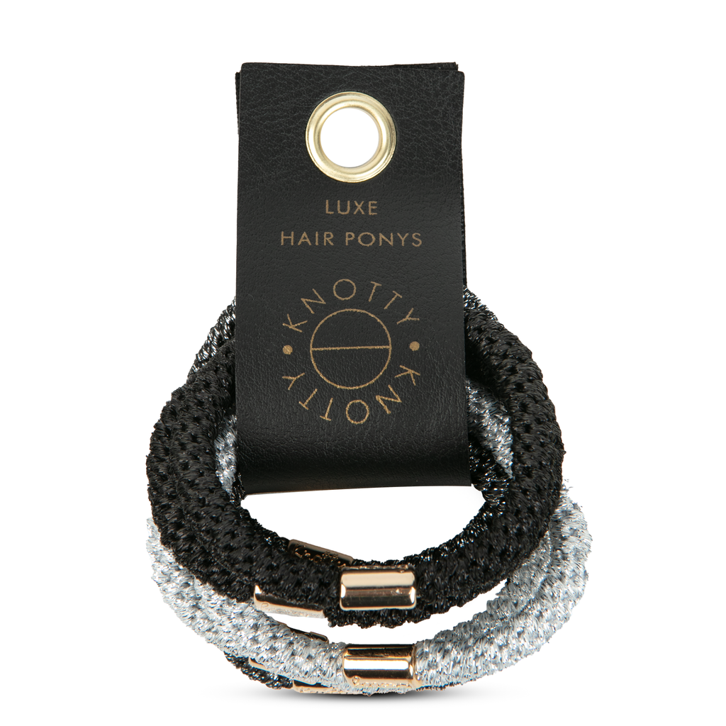 Luxe Hair Tie Set of 6 — Black Metallics-0