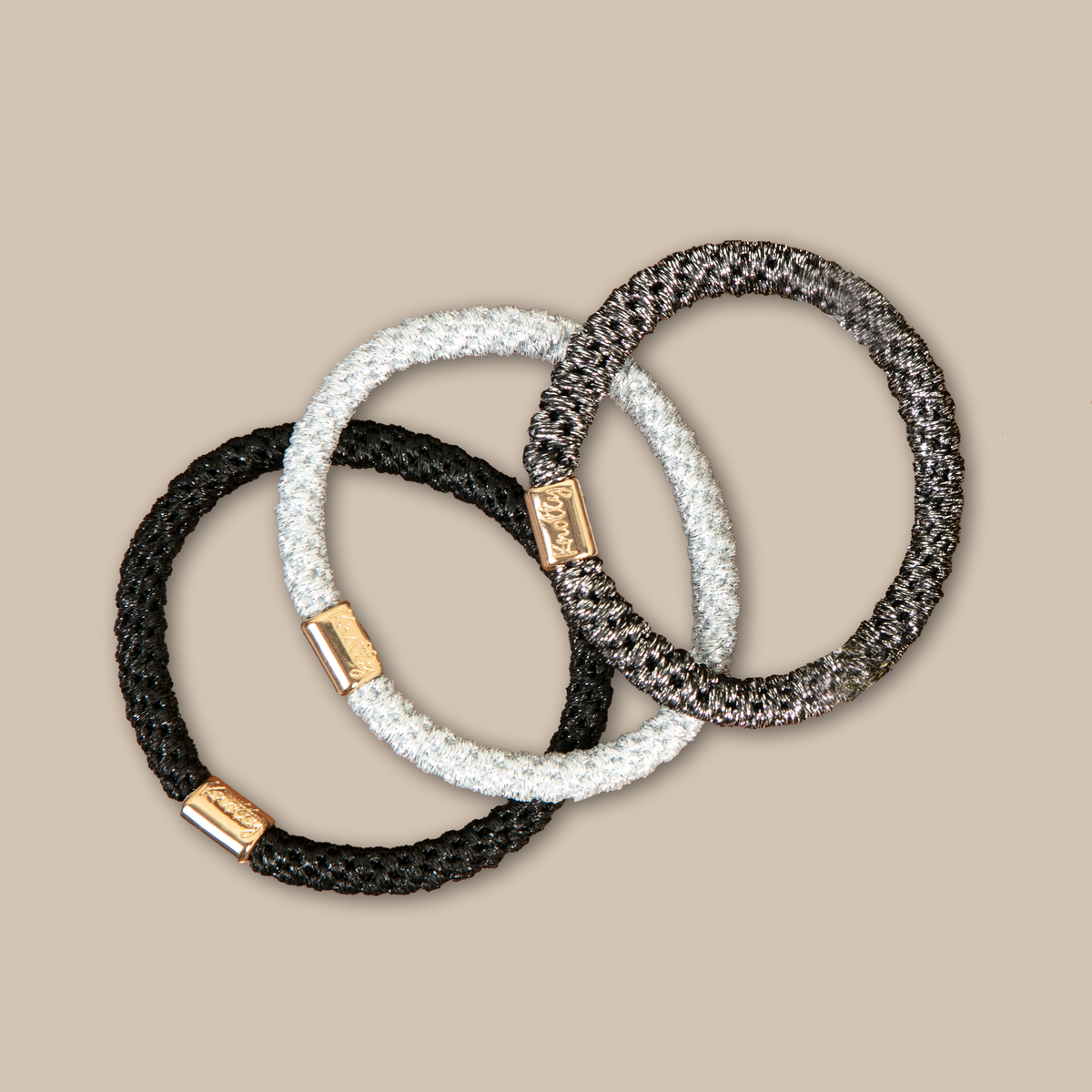 Luxe Hair Tie Set of 6 — Black Metallics-1
