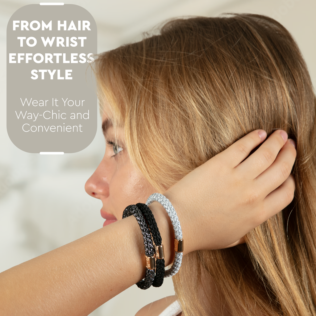 Luxe Hair Tie Set of 6 — Black Metallics-3