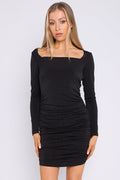 Audrey black diamante ruched mini dress — supplier photograph 1