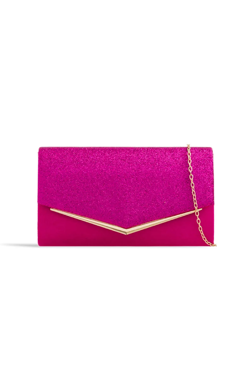 Fuchsia Glitter Envelope Clutch
