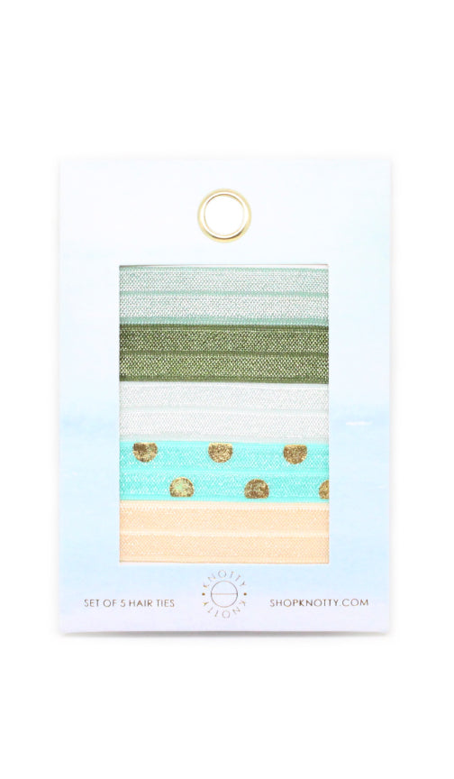 Classic Knotted Hair Tie Set of 5 — Lime Mint-0