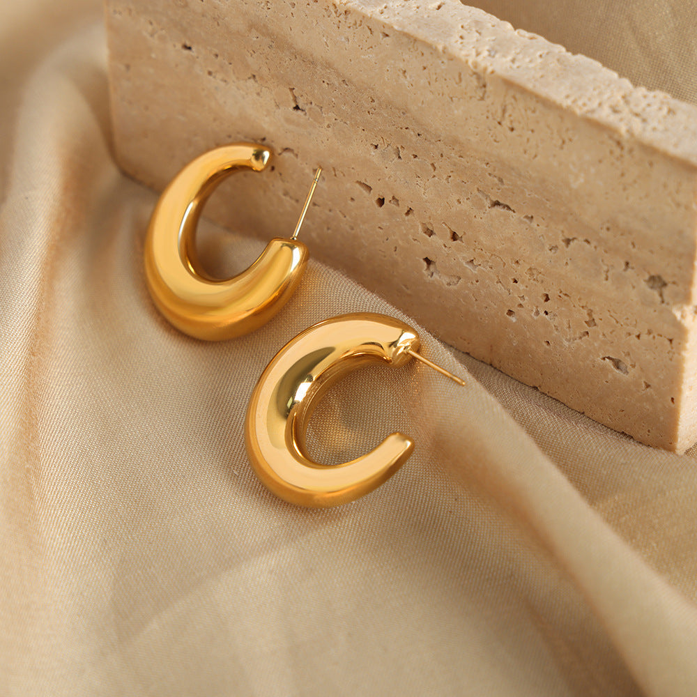18K Gold-Plated Chunky Hoop Earrings — supplier product photo 3