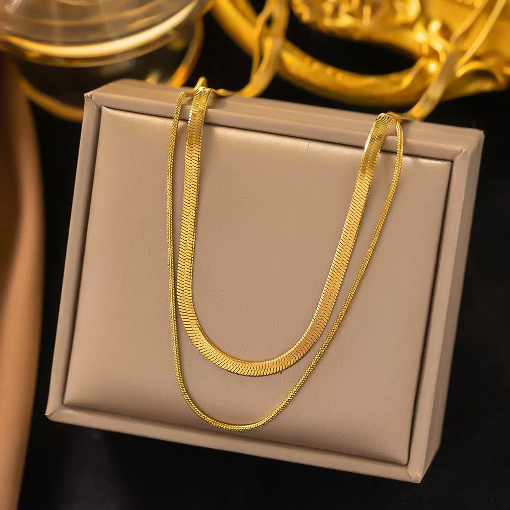 Layered Snake Chain Necklace — Gold-Plated — supplier product photo 3
