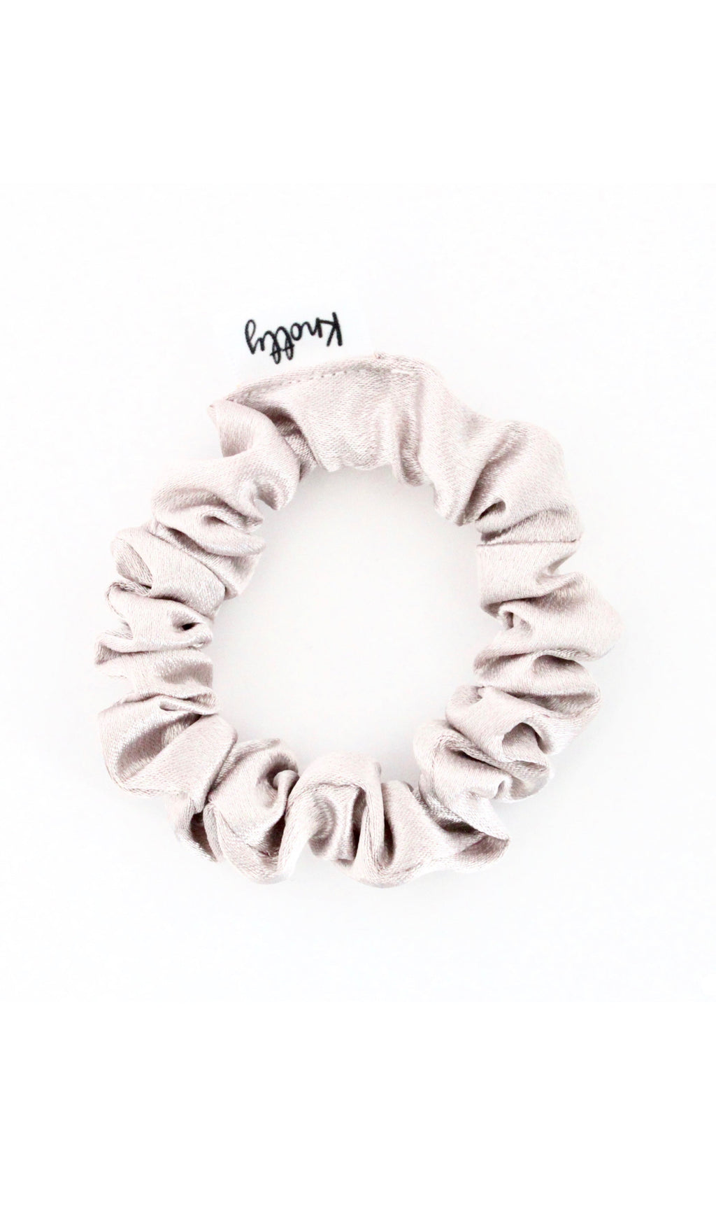 Slim Washed Satin Scrunchie — Taupe-0