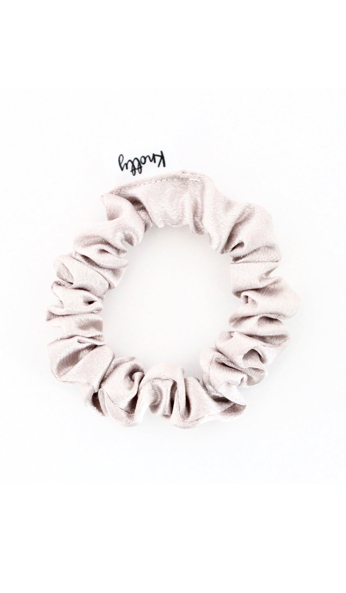 Slim Washed Satin Scrunchie — Taupe-0