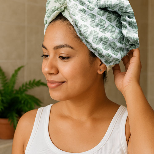 Fast-Drying Hair Wrap Towel — Sage-3