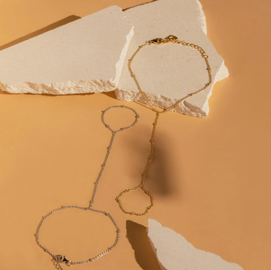 Dainty Hand Chain Bracelet — Silver or Gold-Plated — supplier product photo 2