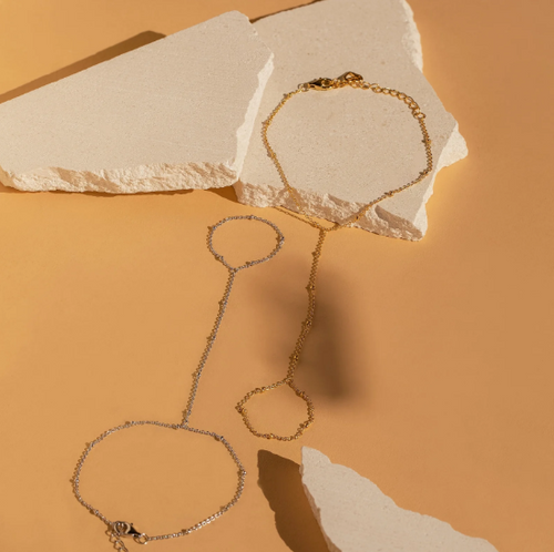 Dainty Hand Chain Bracelet — Silver or Gold-Plated — supplier product photo 2