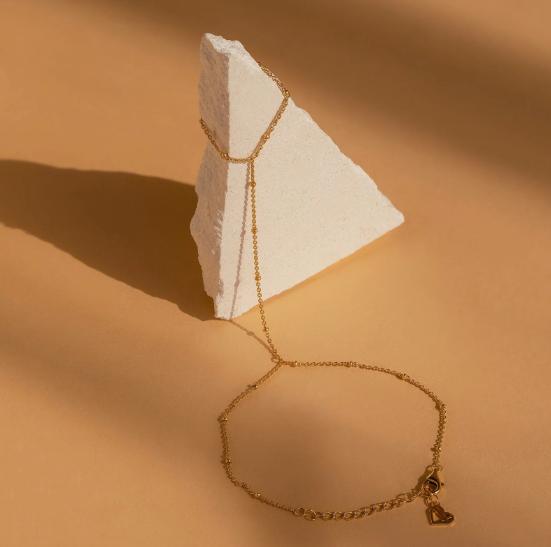 Dainty Hand Chain Bracelet — Silver or Gold-Plated — supplier product photo 3