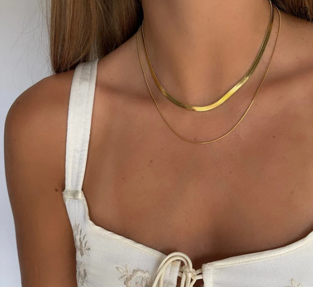 Layered Snake Chain Necklace — Gold-Plated — supplier product photo 5