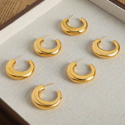 18K Gold-Plated Chunky Hoop Earrings — supplier product photo 1