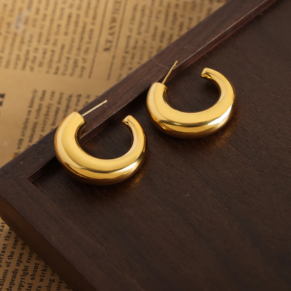 18K Gold-Plated Chunky Hoop Earrings — supplier product photo 5