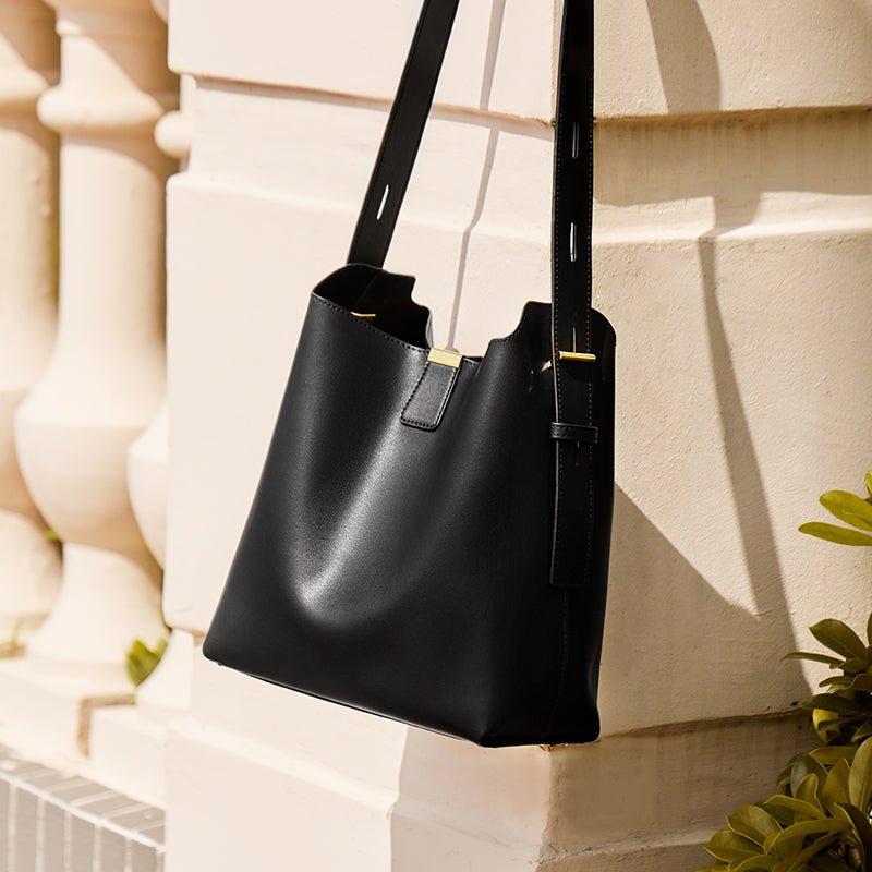 Genuine Leather Bucket Shoulder Bag