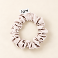 Studio presentation of Slim Washed Satin Scrunchie — Taupe