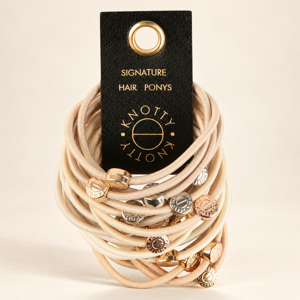 Studio presentation of Signature Hair Tie Set of 20 — Sand
