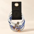 Knotty Denim set of ten hair elastics with metallic accents